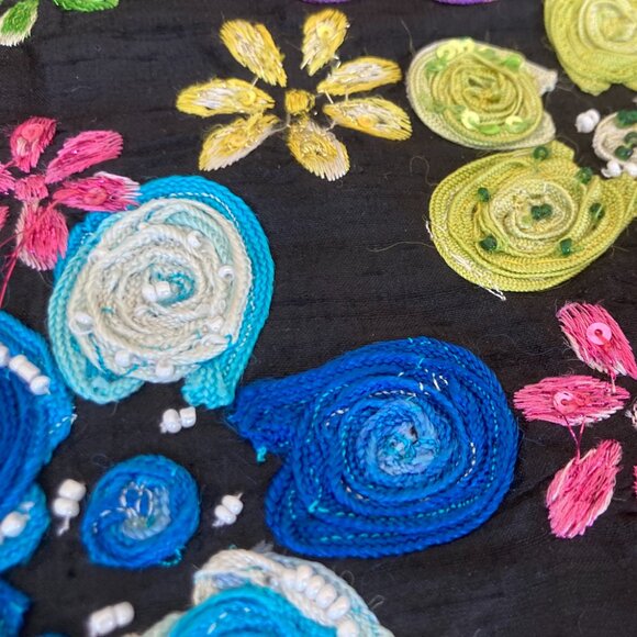 Anage Silk Jacket with Floral Embellishments - Picture 4 of 9